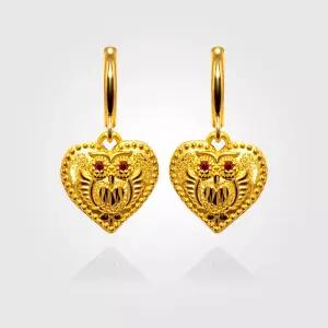 [베티블루] 995 999 24K 순금 하트 펜던트 부엉이 여성 7.5g 금 원터치 귀걸이