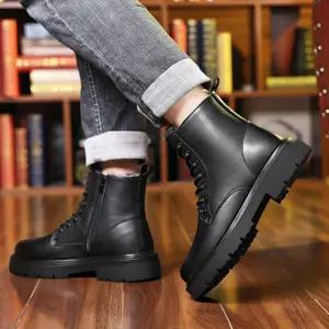 남성 모던 베이직 레이스업 기모 워커남자부츠 워크 패션 캐주얼 퍼워커 하이탑스니커즈 겨울