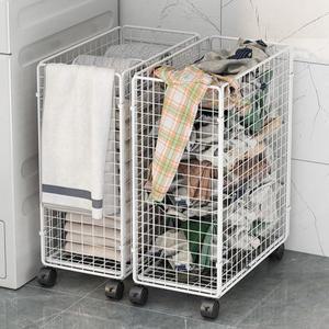 세탁물 접기 접이식 보관함 업그레이드 초파화이트 스텐빨래바구니 이동식 높이 바구니 빨래통