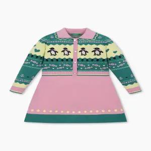 베네통키즈 펭귄 자카드 니트 원피스 QAOP29461PK