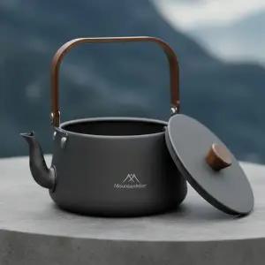 마운틴하이커 캠핑 1.1L 드립 주전자 알루미늄 케틀 우드 손잡이
