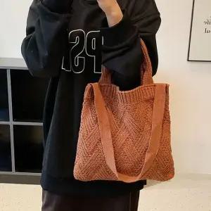 여자 겨울 니트 가방 휘뚜루마뚜루 숄더백 다크오렌지 여자가방