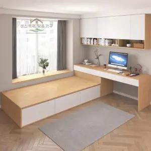 침대책상겸용세트 원룸 세트 수납 일체형 원목 학생침대