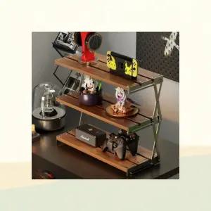 3단형 폴딩랙 접이식 캠핑선반 수납용 인테리어 우드 진열대