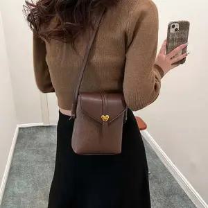 미니가방 가죽 레더 미니 크로스 백 여행 핸드폰 가방 브라운