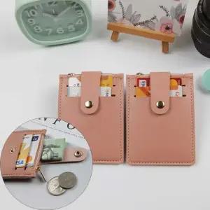 휴대용지갑 카드지갑 빠짐방지 3칸 핑크 가죽 교통카드