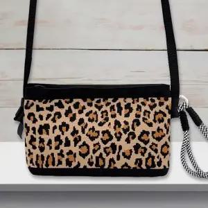 가벼운가방 미니 니트 크로스 백 파우치 가방 블랙 호피