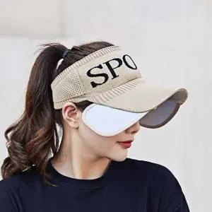 여름 스포츠 썬캡 베이지 이중창 경량 밴드