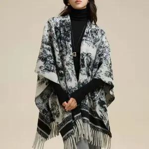 G126799_고급스런 물나염패턴의 망토 숄머플러 가디건 숄망토