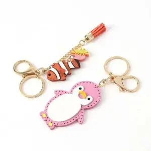 캐릭터 열쇠고리 키링 2종 펭귄 물고기 키홀더 자동차열쇠고리