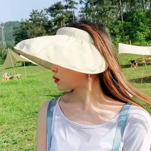 겸용 여성용 베이지 썬캡 헤어밴드 돌돌이모자