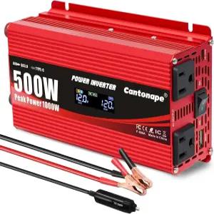 캔톤테이프 500와트 자동차 파워 인버터 DC 12V ~ 110V/120V AC 컨버터 LCD 디스플레이 2 콘센트 3.0A USB