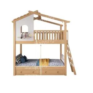 이증침대 벙커 2층 공간분리 계단 너도밤나무 나무 집 소녀 침대 어린이 소년 높고 맞춤형(1)