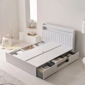 (수도권무료) 보루네오 아르메 브릭스 LED 포서랍 침대 Q_매트리스 제외