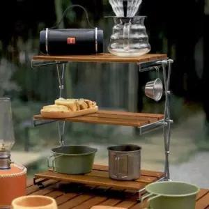 우드 3단 접이식 경량 캠핑 선반(전용가방 포함)-WFI876M