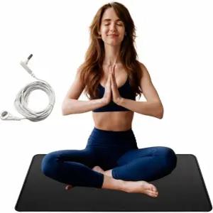 스트레스 수면 에너지 를 위한 접지 매트 정전기 방지 PU 가죽 패드 가정용 요가 직장용 오피스 ( 23.6