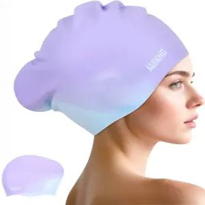긴 머리를 위한 에이젠드 수영 모자 여성 남성 성인 청소년을 내구성 있는 실리콘 쉽게 신고 벗을 수 방수