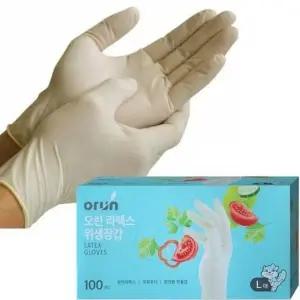 뽑아쓰는 라텍스 100매 라텍스장갑 오런 위생장갑L