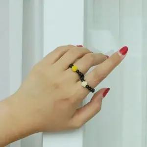 산호 블랙 오닉스 장미 구슬 원석반지 우정 흑사탕 링 WD2D9AB