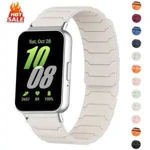 삼성 갤럭시 핏 3용 마그네틱 루프 시계줄 갤럭시 핏3 액세서리용 스포츠 실리콘 시계 밴드 남녀 공용 스트