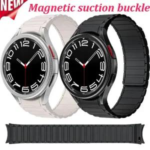 갤럭시 워치 7/6/5/4 40/44mm용 무간격 실리콘 스트랩 자석 조절 밴드 삼성 워치 5 프로 45mm 6/4 클래식 4