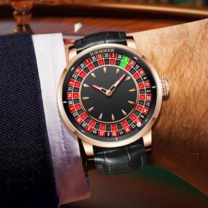 HAEMMER 하이 엔드 디자인 새로운 기계식 시계 NH35 회전 다이얼 라스베가스 룰렛 데스크탑 테마 남성용 다