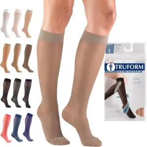 Truform 시어 압박 스타킹 15-20 mmHg 여성용 니하이 길이 20 데니어 토프 2X-Large