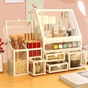 화이트 정리대 수납함 정리함 먼지차단 뚜껑있는 보관함