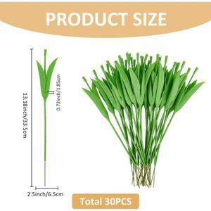 30PCS 13 게이지 꽃 와이어 줄기 잎 인공 튤립 부케 꽃꽂이 랩 플라스틱 포장