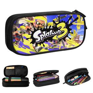 Splatoon 3 촬영 비디오 게임 연필 케이스 학생용 귀여운 펜 가방 대형 스토리지 사무실 화장품