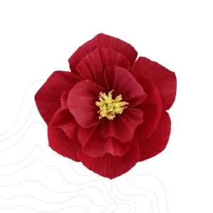 진홍색 겹꽃잎 조화 장식 기념일 파티 행사 축하 이벤트 실내 공간 꾸미기 벽면