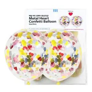 WL PC) 30cm 메탈하트 컨페티풍선 5입) 행사풍선 파티풍선 풍선세트 생일장식풍선