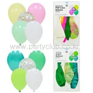WL PC) 30cm 팝컬러 그린풍선 5입) 행사풍선 파티풍선 풍선세트 생일장식풍선 장식용풍선