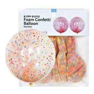 WL PC) 30cm 폼 컨페티풍선 5입) 행사풍선 파티풍선 풍선세트 생일장식풍선 장식용풍선