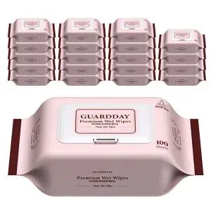 가드데이 프리미엄 정제수 휴대용 물티슈 캡형 100매 20팩 대용량