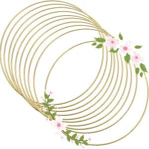 10Pcs 골드 마크라메 드림 캐처 링 벽걸이 공예품용 베투어 메탈 후프 DIY 플로럴 결혼식 화환 장식용