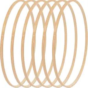 RP 놀라운 파워 6팩 나무 대나무 꽃받침 8인치 마크라메 링 DIY 드림캐처 결혼식 화환 벽걸이 장식용