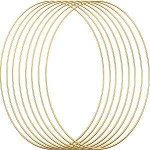 호이디아 골드 마크라메 드림 캐처 링 8Pcs 금속 후프 DIY 플로럴 벽걸이 공예 화환 결혼식 장식용 (6인치)