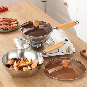 20cm 스테인리스 스틸 논스틱 팬 소형 프라이팬 가정용 주방 인덕션 쿠커 가스레인지 전용 무코팅 스킬렛