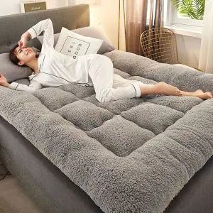 후끈 자가발열 양털 양면 반반 밴딩토퍼 침대 바닥 차박매트