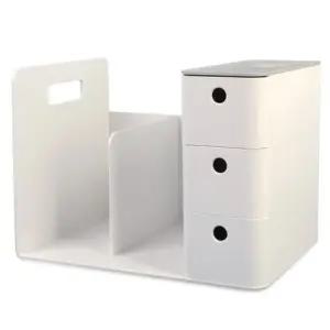 리템 콤보 책꽂이 쿨그레이 일체형 3단서랍 연필꽂이 서류꽂이 책진열대 데스크멀티박스