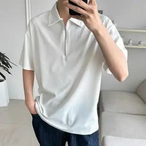 [하프클럽/코디제이]남자 M 쿨 폰테 지퍼 카라티 아이스 반팔티 시원한 데일리룩