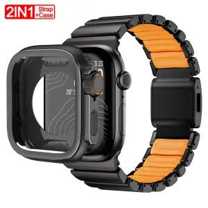 애플 워치 울트라 3 2 49mm 46mm 45mm용 티타늄 스트랩메탈 케이스 아이워치 시리즈 11 10 9 8 7용 합금 보