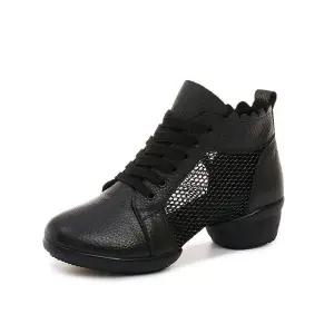 라인댄스신발 연습 소프트 여성댄스화 펀칭 스포츠화 에어로빅화 재즈 하이탑 소가죽 슈즈 여성