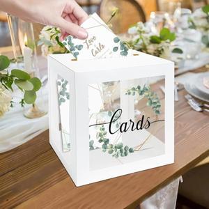 1세트 LED 문자열 조명과 10pcs 서명 카드와 명확한 웨딩 상자 DIY 선물 베이비 샤워 장식