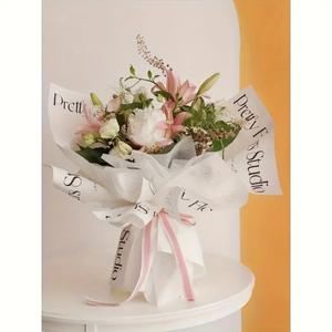 꽃다발 포장지 20장, 흑백 발렌타인데이와 꽃무늬 디자인의 수제 선물