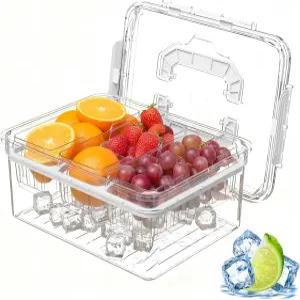 소르지온 스 냉장 조미료 캐디 트레이 서버 과일용 뚜껑 3개 포함 야채 스낵 건조 과일 화이트