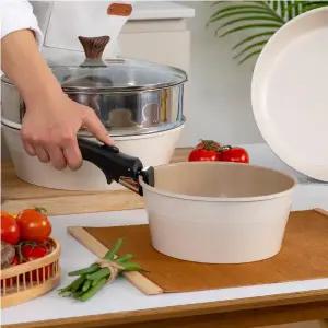 손잡이 분리 셰프리아 멀티팟 프라이팬 세트 (그린/아이보리)