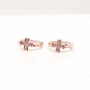 [오팔하우스] 14k 십자가 컷팅 원터치 귀걸이 OPKYE0137