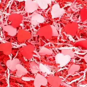 1 LB 발렌타인 데이 크링클 컷 페이퍼 슈레드 필러 레드 핑크 화이트 하트 색종이 라피아 선물 바구니 상자